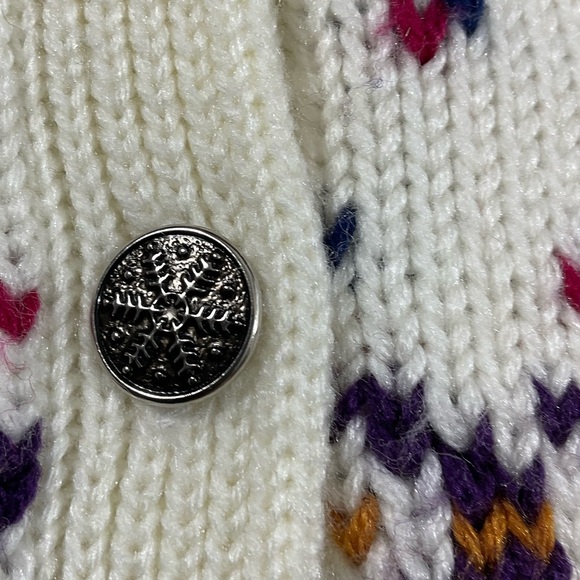 Northern Isles Petites Cream Nordic Fair Isle Cardigan Sweater size PL - Picture 6 of 8